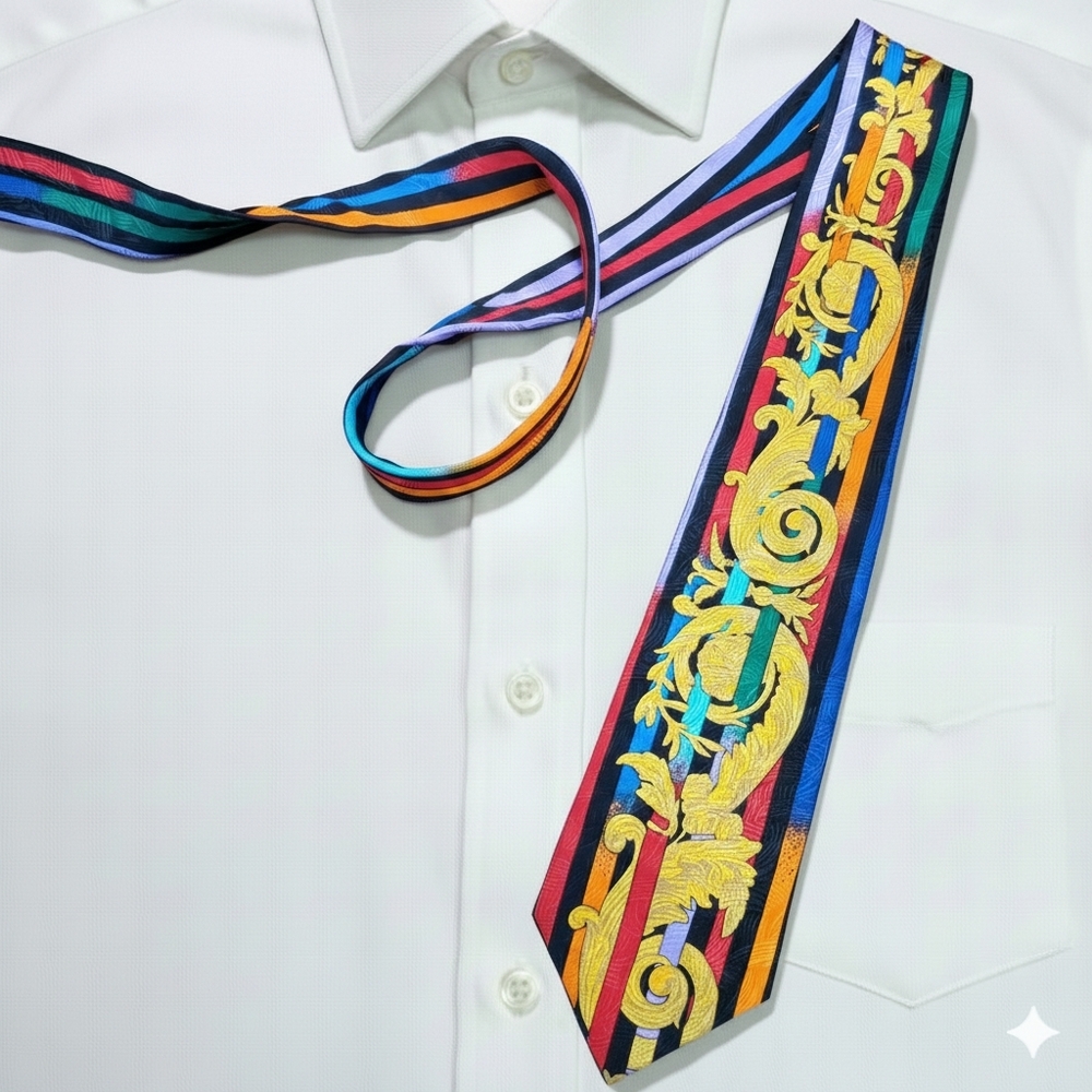 Rush Limbaugh 56x4" Necktie Tie Rainbow Gold Filagree 100% Silk No Boundaries